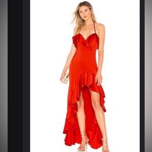 Chrissy Teigen 	X REVOLVE SATAY GOWN IN RED